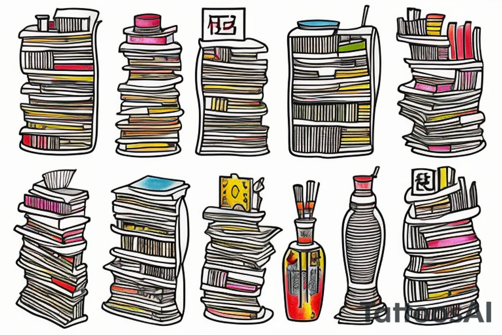 color bookshelf tattoo idea