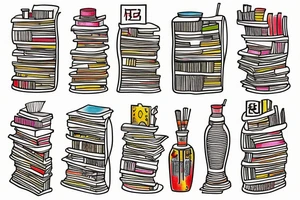 color bookshelf tattoo idea