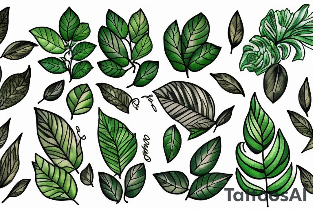 green leaves tattoo idea