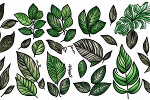 green leaves tattoo idea