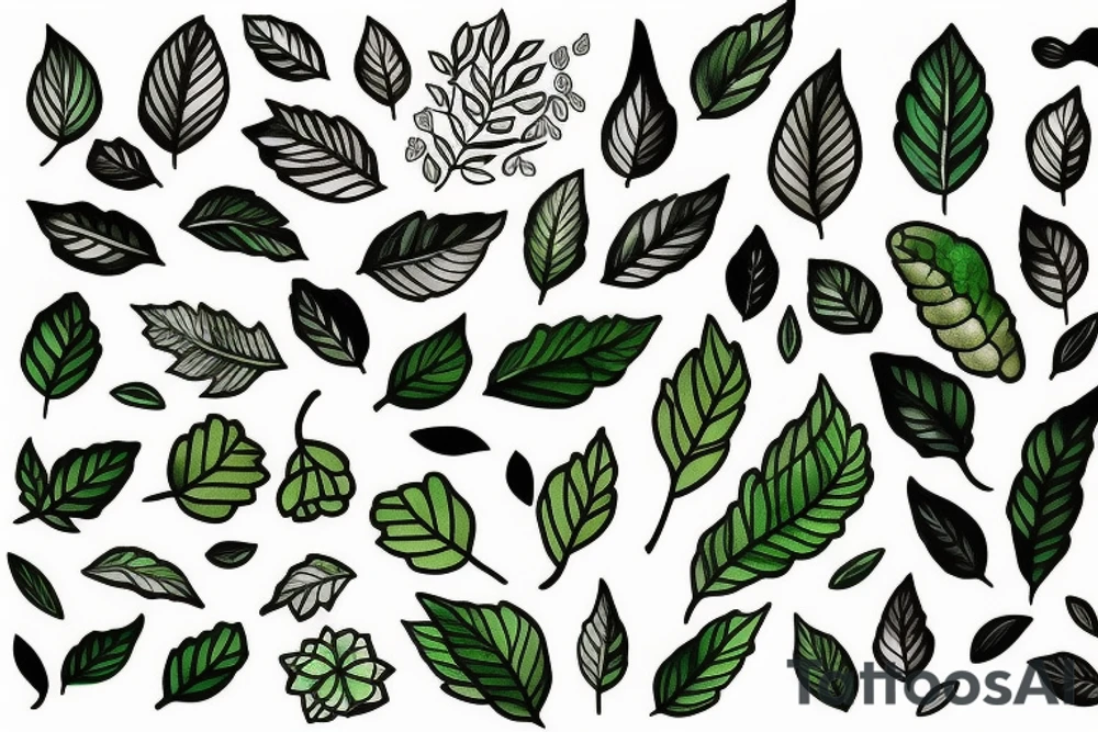 green leaves tattoo idea