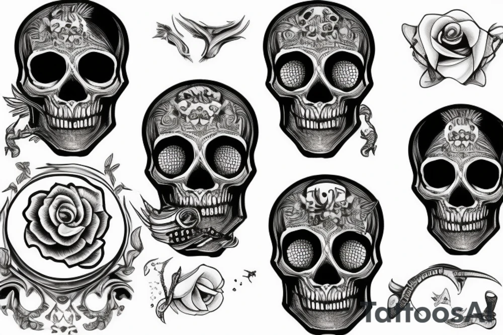 skull piston tattoo idea