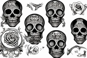 skull piston tattoo idea
