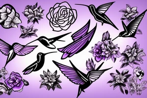 Humming bird, purple flower and a star tattoo idea