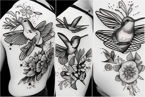 A Humming bird, a flower and a star tattoo idea