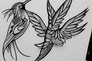 A Humming bird, a flower and a star tattoo idea