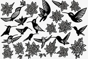 A Humming bird, a flower and a star tattoo idea