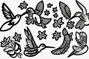A Humming bird, a flower and a star tattoo idea