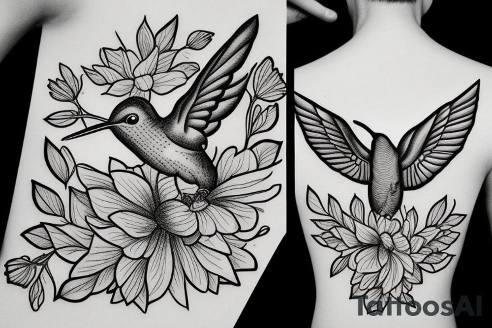 A Humming bird, a flower and a star tattoo idea A Humming bird, a flower and a star tattoo idea
