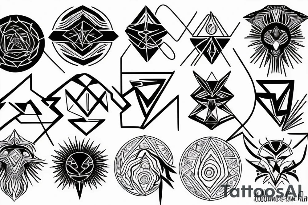 FINE LINE CONCEPT, SUN, MOON, STAR, ARIES, tattoo idea