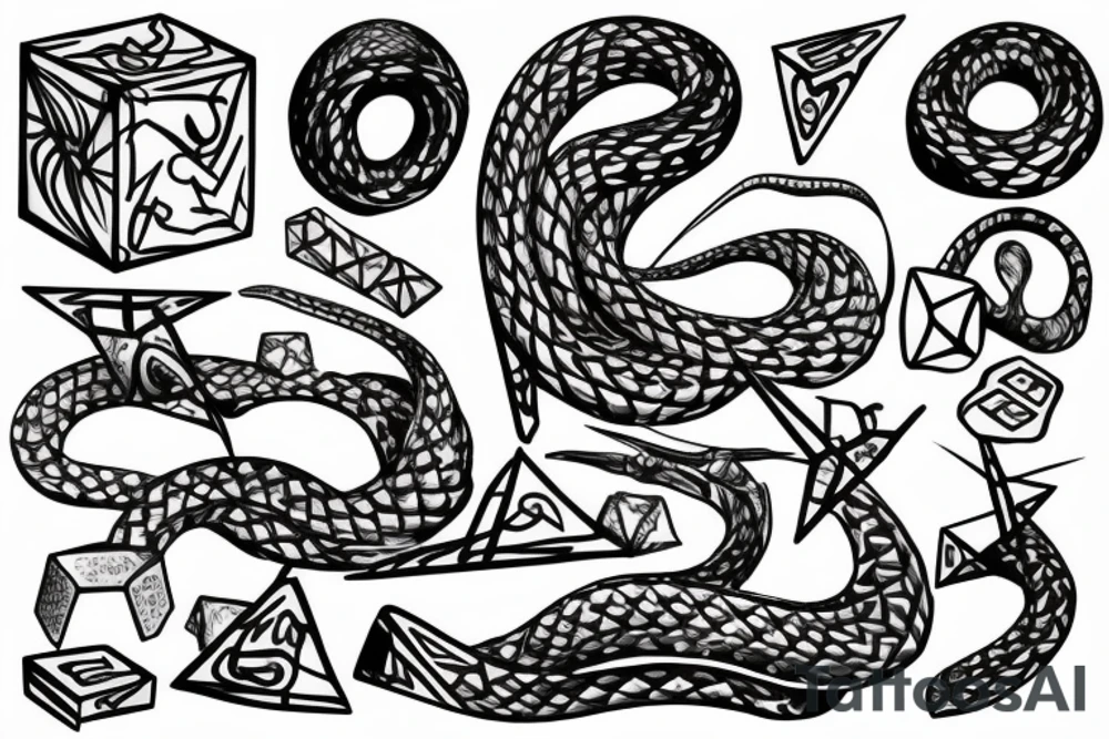 Snake wrapped around dice tattoo idea