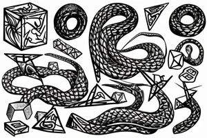 Snake wrapped around dice tattoo idea