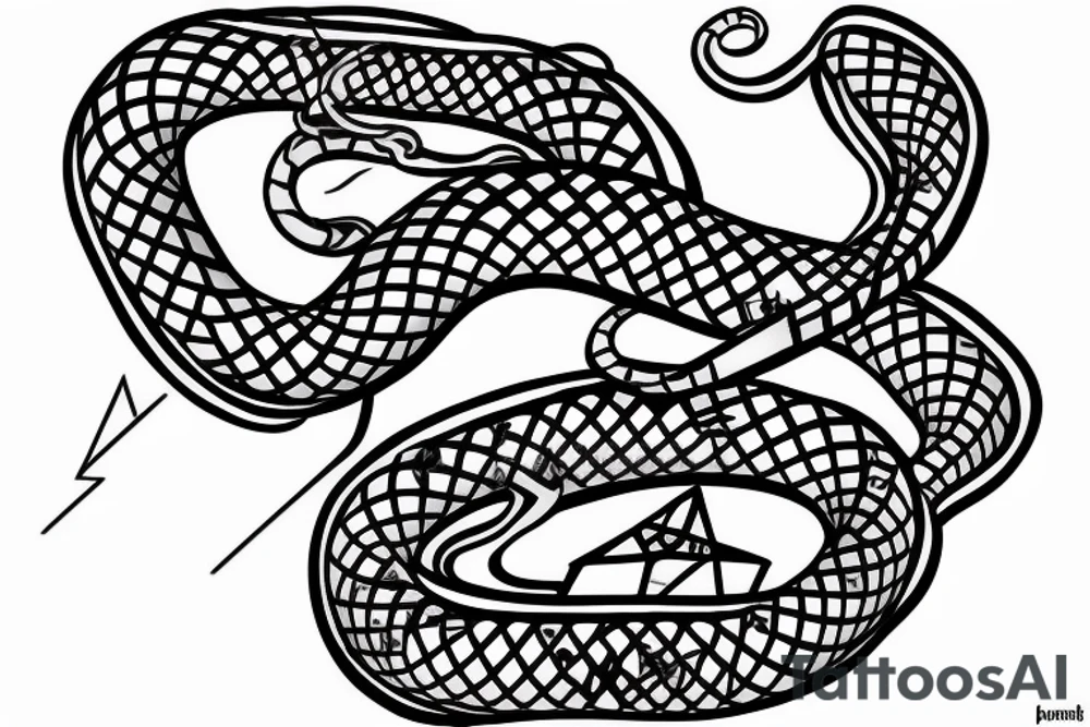 Snake wrapped around 6 sided dice tattoo idea