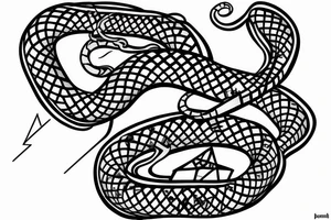 Snake wrapped around 6 sided dice tattoo idea
