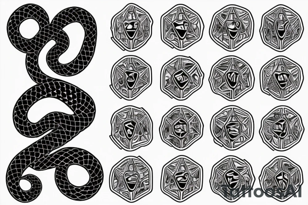 Snake wrapped around 6 sided dice tattoo idea