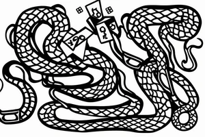Snake with dice as body tattoo idea