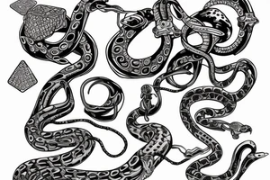 Snake with dice as body tattoo idea