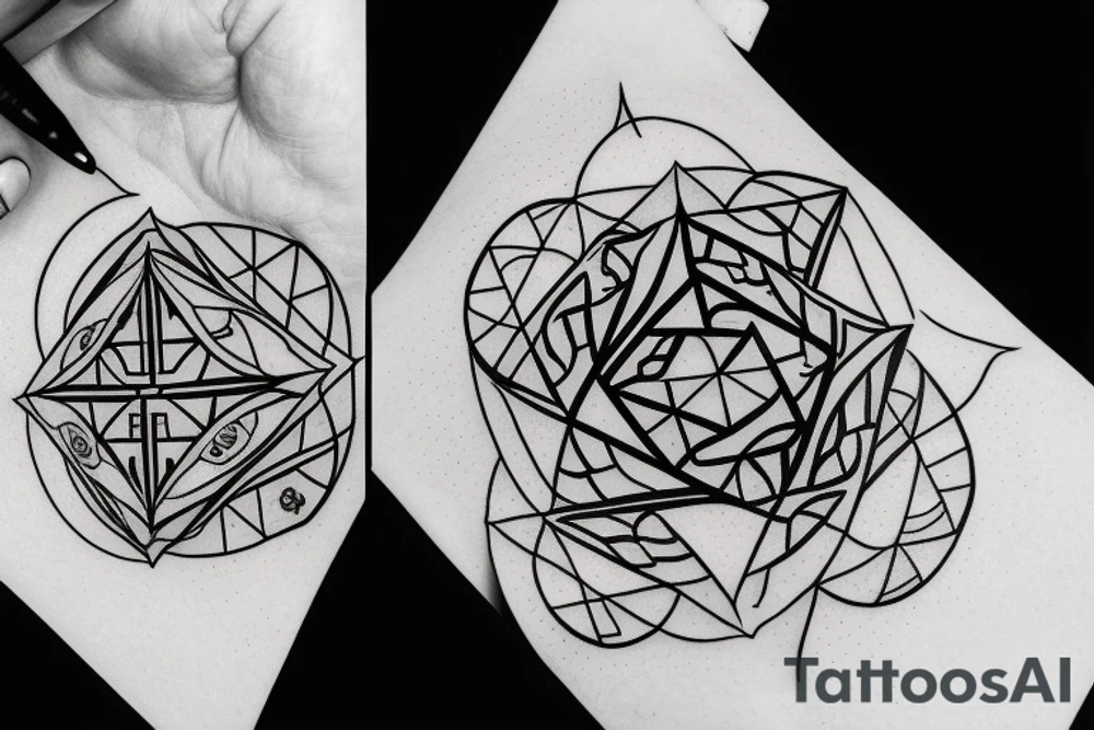 Yin and Yang 6 sided dice tattoo idea