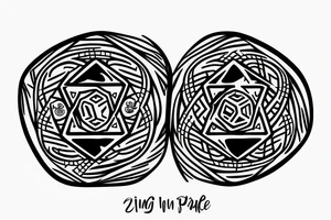 Yin and Yang represent on two 6 sided dice tattoo idea