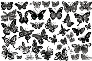 mix butterfly pretty woman with big eyes tattoo idea