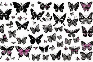 mix butterfly pretty woman and flowers tattoo idea