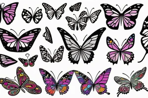 mix butterfly pretty woman and flowers tattoo idea