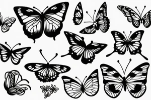 mix butterfly pretty woman and flowers tattoo idea