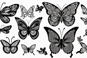 mix butterfly pretty woman and flowers tattoo idea