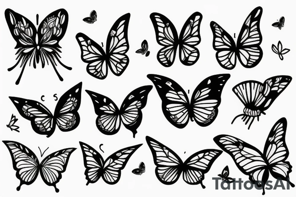 flowers butterflies and birds tattoo idea