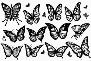 flowers butterflies and birds tattoo idea