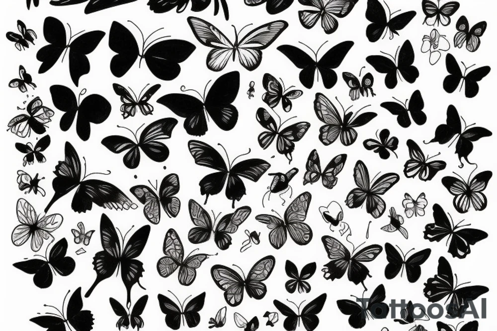 flowers butterflies and birds tattoo idea