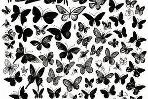 flowers butterflies and birds tattoo idea