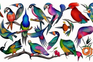 exotic birds tattoo idea