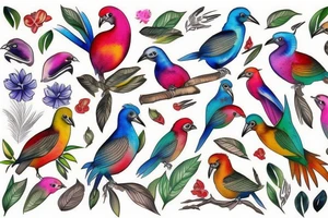 exotic birds tattoo idea