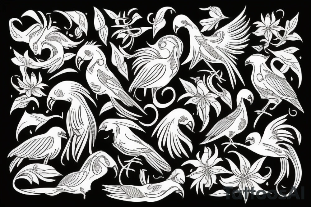 exotic birds tattoo idea
