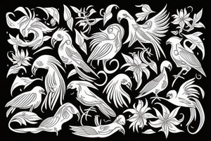 exotic birds tattoo idea