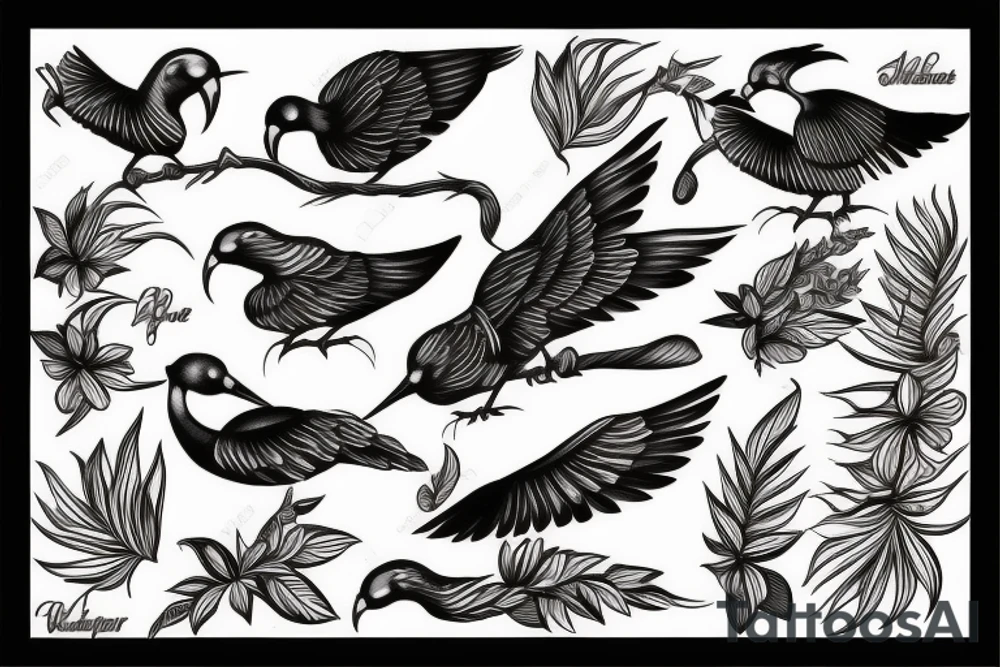 exotic birds tattoo idea