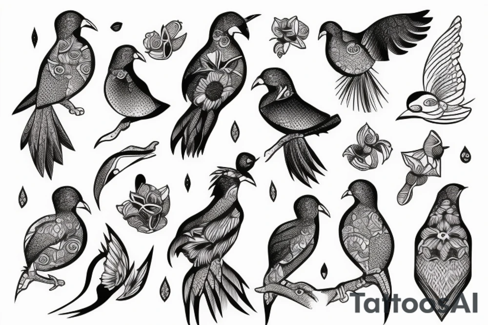 exotic birds tattoo idea