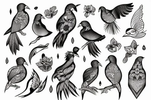exotic birds tattoo idea