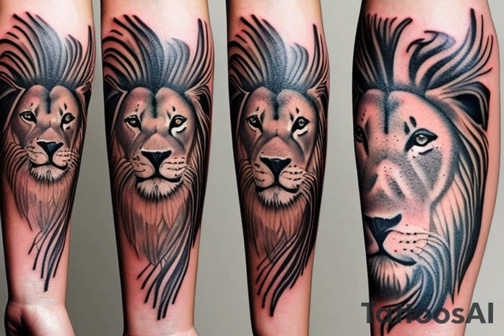 lion with butterfly tattoo idea