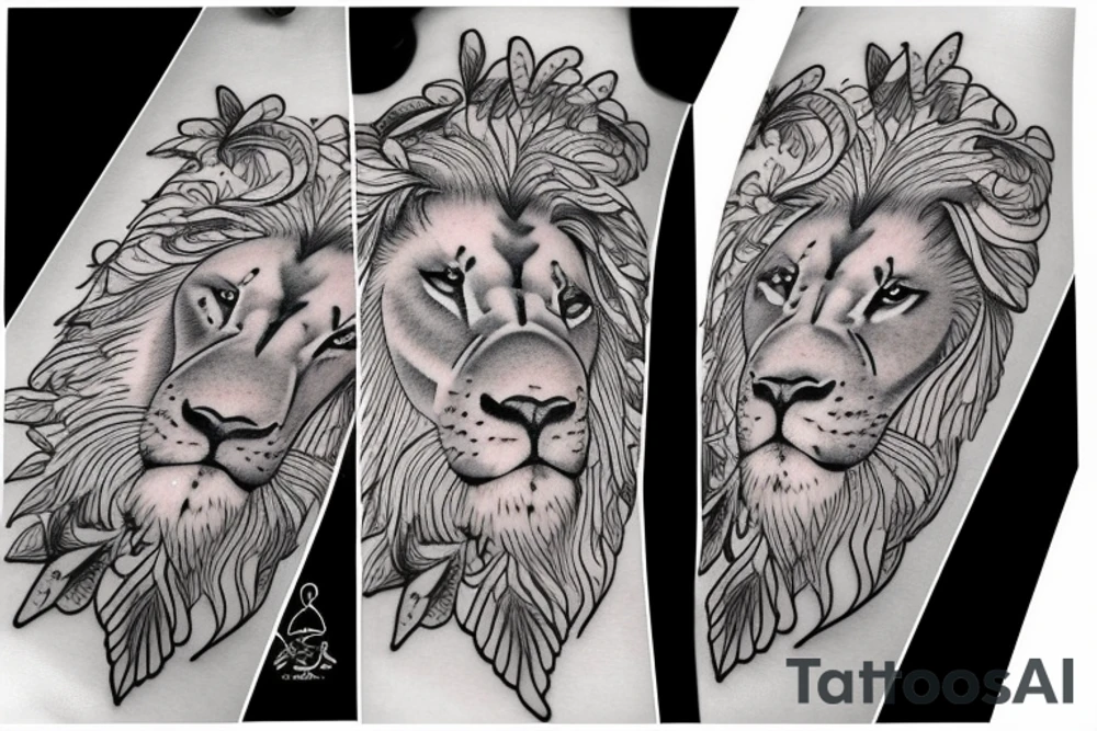 lion with butterfly tattoo idea