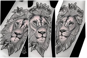 lion with butterfly tattoo idea
