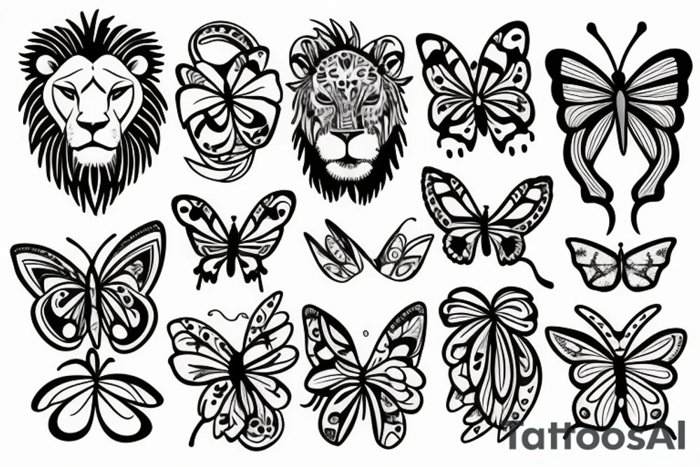 lion with butterfly tattoo idea