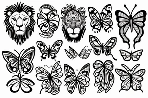 lion with butterfly tattoo idea