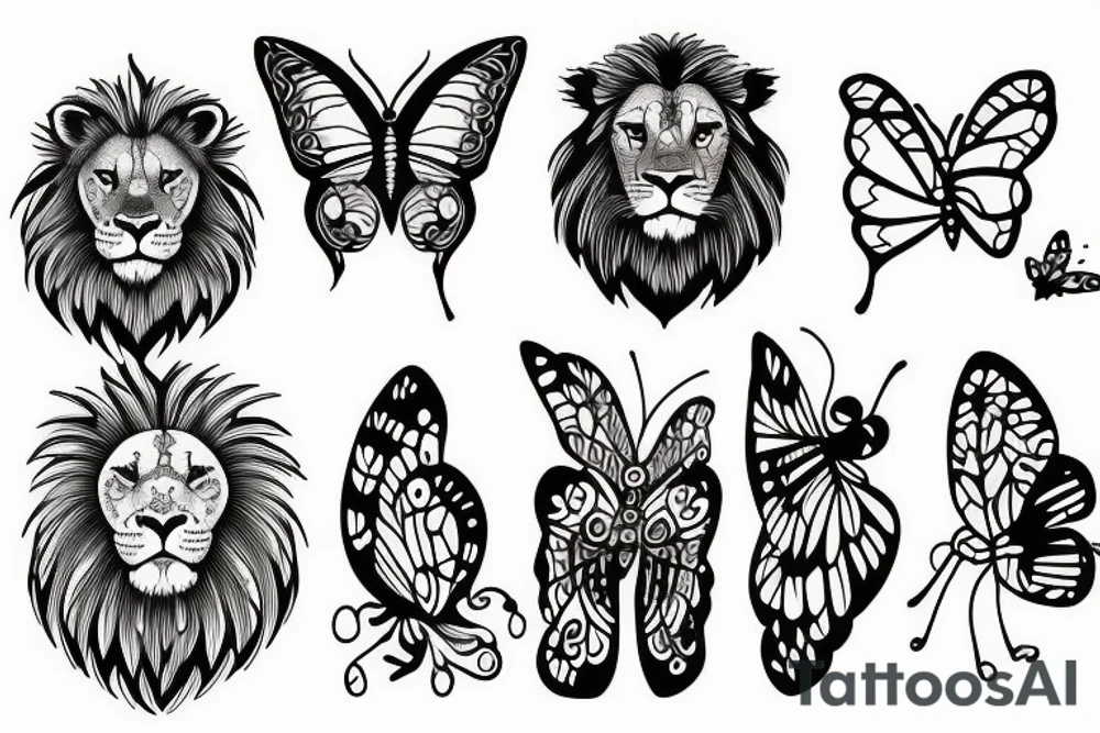 lion with butterfly tattoo idea