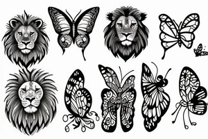 lion with butterfly tattoo idea