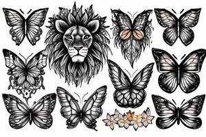 lion with butterfly tattoo idea