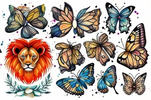 lion with butterfly tattoo idea