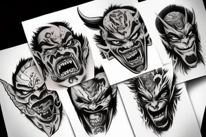 Oni demon masque tattoo idea
