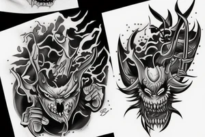Oni demon masque tattoo idea